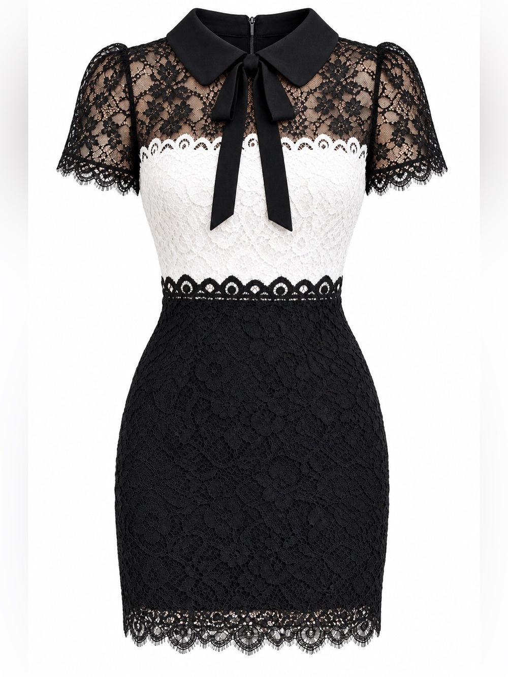 Sandro Rozen Two-Tone Lace Mini Dress Black & White
